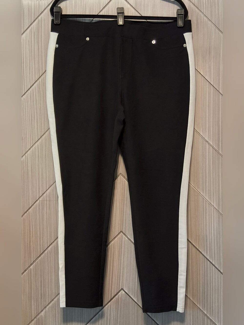 MICHAEL Michael Kors XL Black White Tuxedo Stripe Skinny Stretch Pants